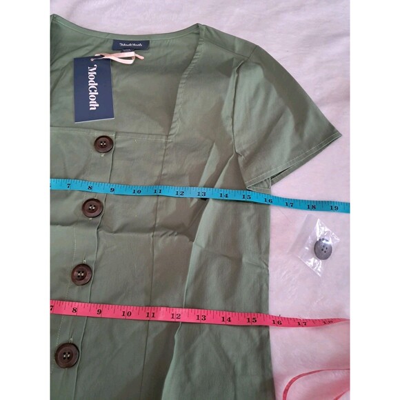 Modcloth Cottage Curation Square Neck Top Wood Buttons Tie Back Size XS NWT - Picture 7 of 10